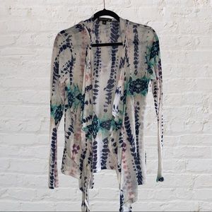 Hooded Tie Dye Waterfall Cardigan Wrap